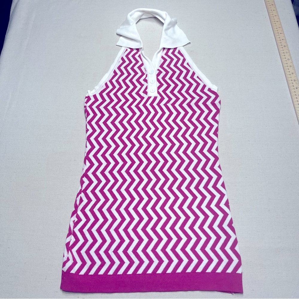 Pink & White Striped Collar Dress - Size Large
